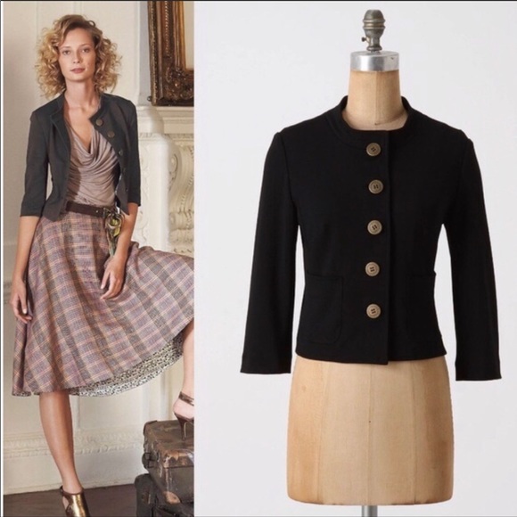 Anthropologie Jackets & Blazers - Anthro Cartonnier cropped black Jersey jacket XS